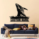 Whale Metal Wall Art with Led Lights Large Blue Whale Home Decor Ocean-Themed Nautical Wall Art Whale Metal Sign for