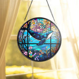 Whale Stained Glass Whale SunCatcher Ocean Art Light Catcher Window Hanging Home Decoration Gifts for Ocean Lover Sea