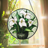 White Lily Flower Glass Suncatcher Elegant Floral Window Hanging Gift for Mom Garden Lover Gift Nature-Inspired Lily