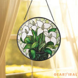 White Lily Flower Glass Suncatcher Elegant Floral Window Hanging Gift for Mom or Gardeners Nature-Inspired Lily Decor