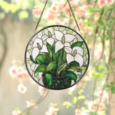 White Lily Flower Glass Suncatcher Elegant Floral Window Hanging Gift for Mom or Gardeners Nature-Inspired Lily Decor