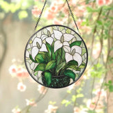 White Lily Flower Glass Suncatcher Elegant Floral Window Hanging Gift for Mom or Gardeners Nature-Inspired Lily Decor