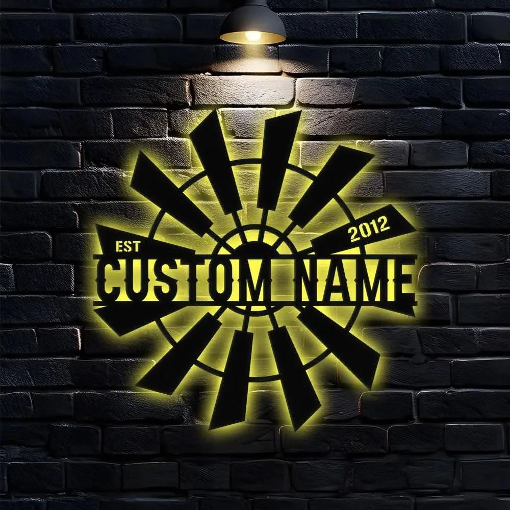 Wild Mill Family Name Metal Sign with LED Lights Personalized Family Name Metal Sign Family Wall Decor Wall Art