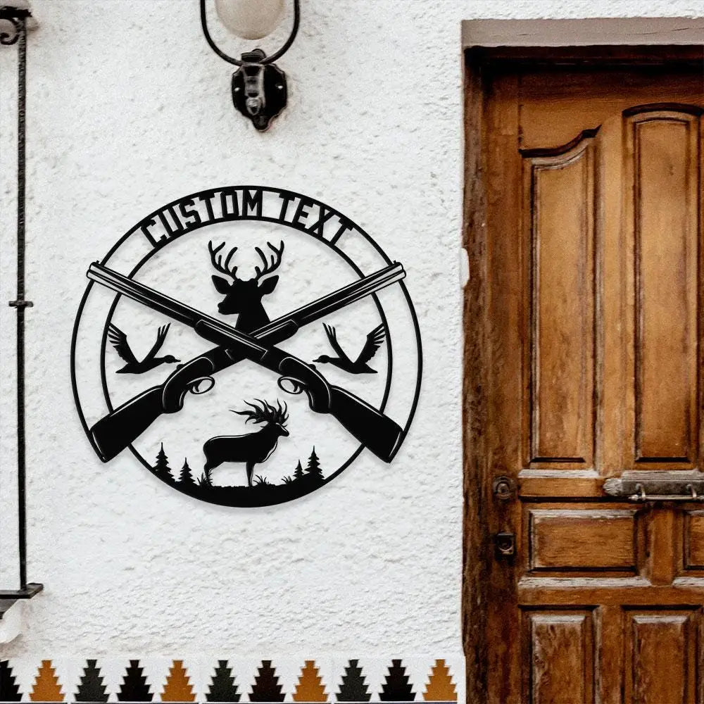 Wildernes Hunter Metal Sign Personalized Family Name Led Metal Sign Outdoor Door Decor Hunting Wall Art Perfect Gift