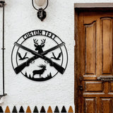 Wildernes Hunter Metal Sign Personalized Family Name Led Metal Sign Outdoor Door Decor Hunting Wall Art Perfect Gift