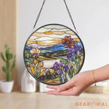 Wildflowers Glass Suncatcher Sunset Floral Window Hanging Garden Window Art Handmade Flower Decor Gift for Mom or