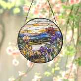 Wildflowers Glass Suncatcher Sunset Floral Window Hanging Garden Window Art Handmade Flower Decor Gift for Mom or