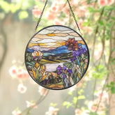 Wildflowers Glass Suncatcher Sunset Floral Window Hanging Garden Window Art Handmade Flower Decor Gift for Mom or