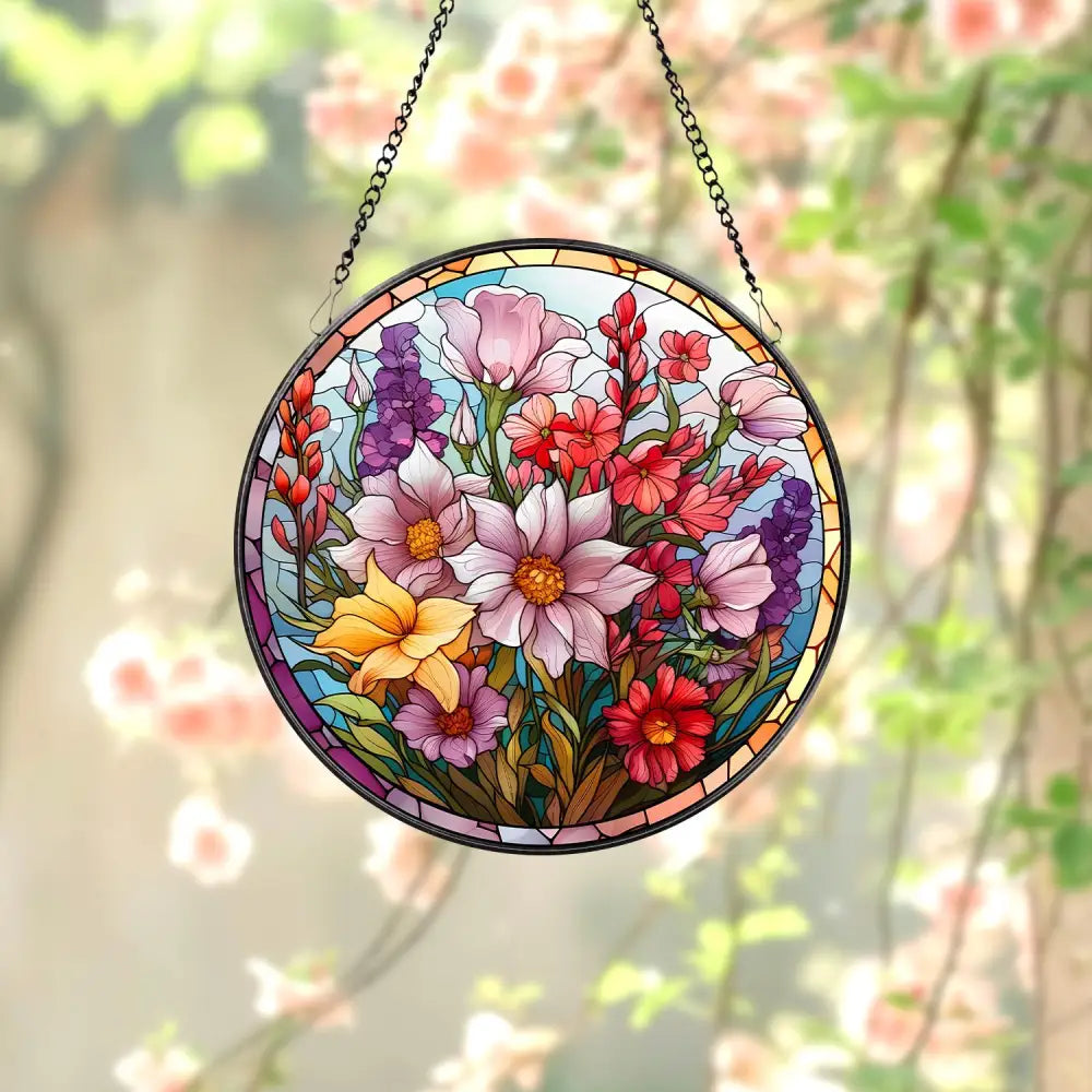 Wildflowers Stained Glass Suncatcher Window Hangings Wall Decor Flowers Suncatcher Gift Window Hanger Birthday Gift For