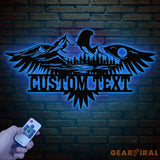 Wildlife Eagle Scene Metal Sign with Led Lights Metal Wall Hanging Eagle Home Decor Metal Wall Art Decor Homewarming