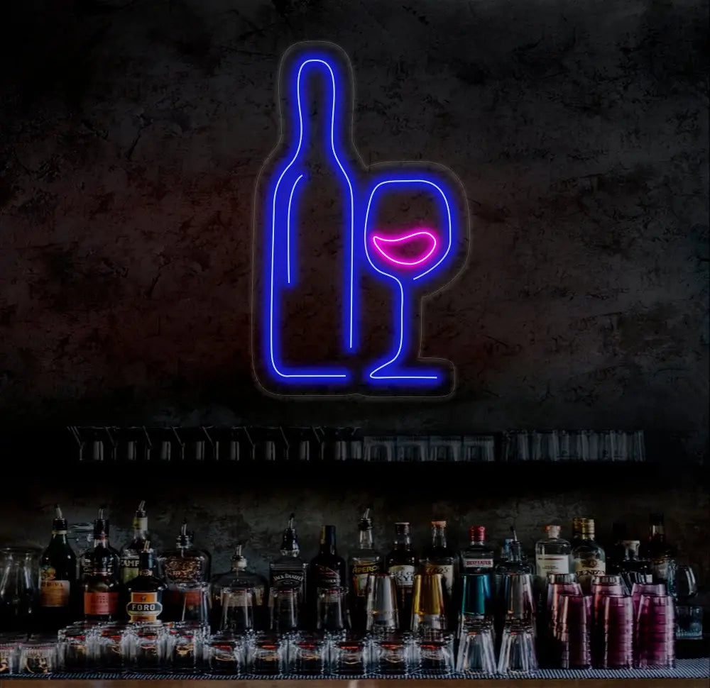 Wine Neon Sign Custom Neon Sign Wine Lover Art Decor Wine Wall Decor Bar Decor Cheers Neon Sign Bar backdrop Party