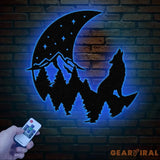 Wolf Howling Under The Moon Metal Cabin Sign Custom Wolf Name Sign Family Name Sign Outdoor Decor Sign Farm Sign Metal