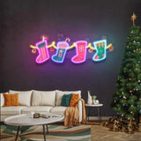 Xmas Socks Family LED Neon Acrylic Artwork