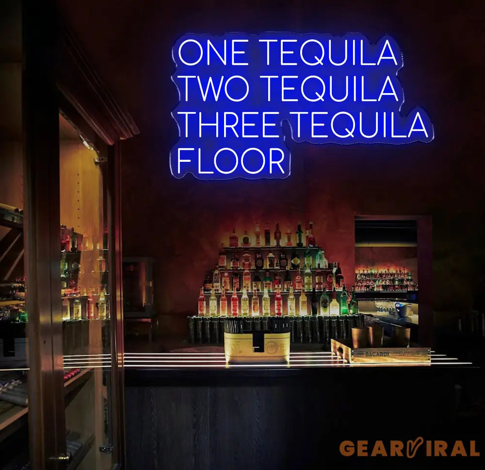 1 Tequila 2 Tequila 3 Tequila Floor Neon Sign - Custom LED Tequila Bar Decor Fun Neon Light for Home Bar or Restaurant
