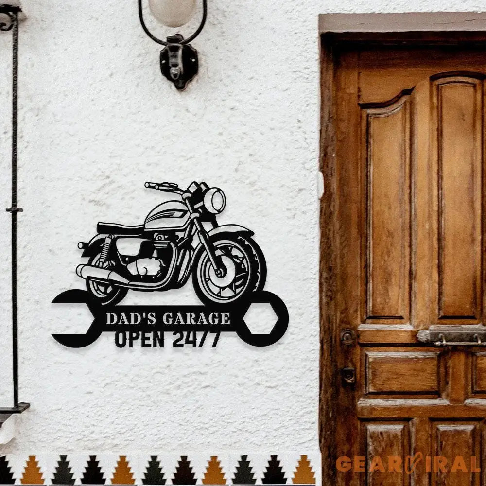 24/7 The Garage Monogram Metal Sign Personalized Family Name Led Metal Sign Outdoor Door Decor Address Wall Art