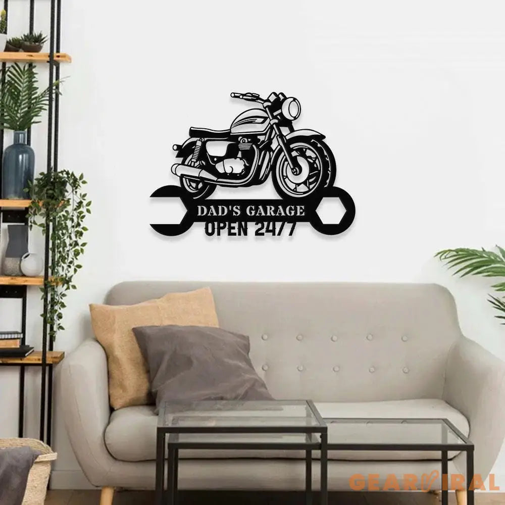 24/7 The Garage Monogram Metal Sign Personalized Family Name Led Metal Sign Outdoor Door Decor Address Wall Art