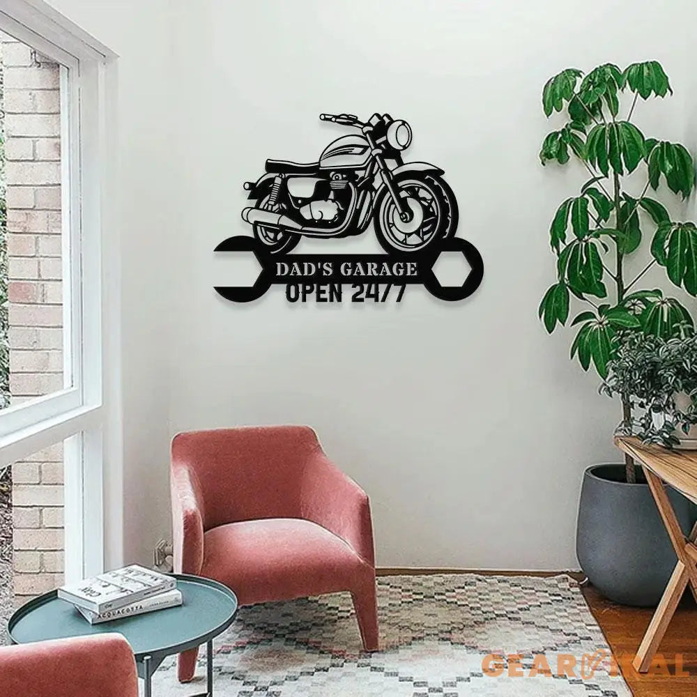 24/7 The Garage Monogram Metal Sign Personalized Family Name Led Metal Sign Outdoor Door Decor Address Wall Art