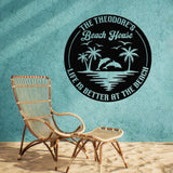 Custom Dolphin Beach Decor, Nautical Decor, Lake House Decor, Personalized Dolphin Metal Signs, Metal Coastal Decor, Outdoor Sign