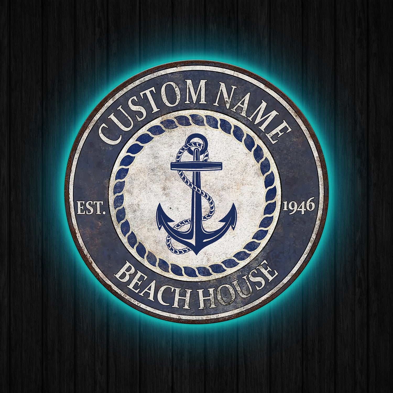 Personalized Retro Anchor Metal Sign, Anchor Name Sign, Metal Anchor Sign, Beach House Sign, Metal Family Name Sign, Nautical Decor