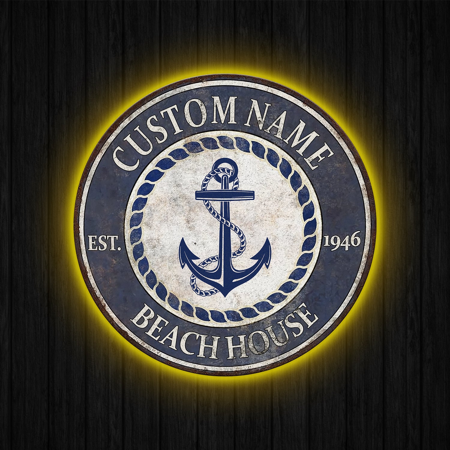 Personalized Retro Anchor Metal Sign, Anchor Name Sign, Metal Anchor Sign, Beach House Sign, Metal Family Name Sign, Nautical Decor
