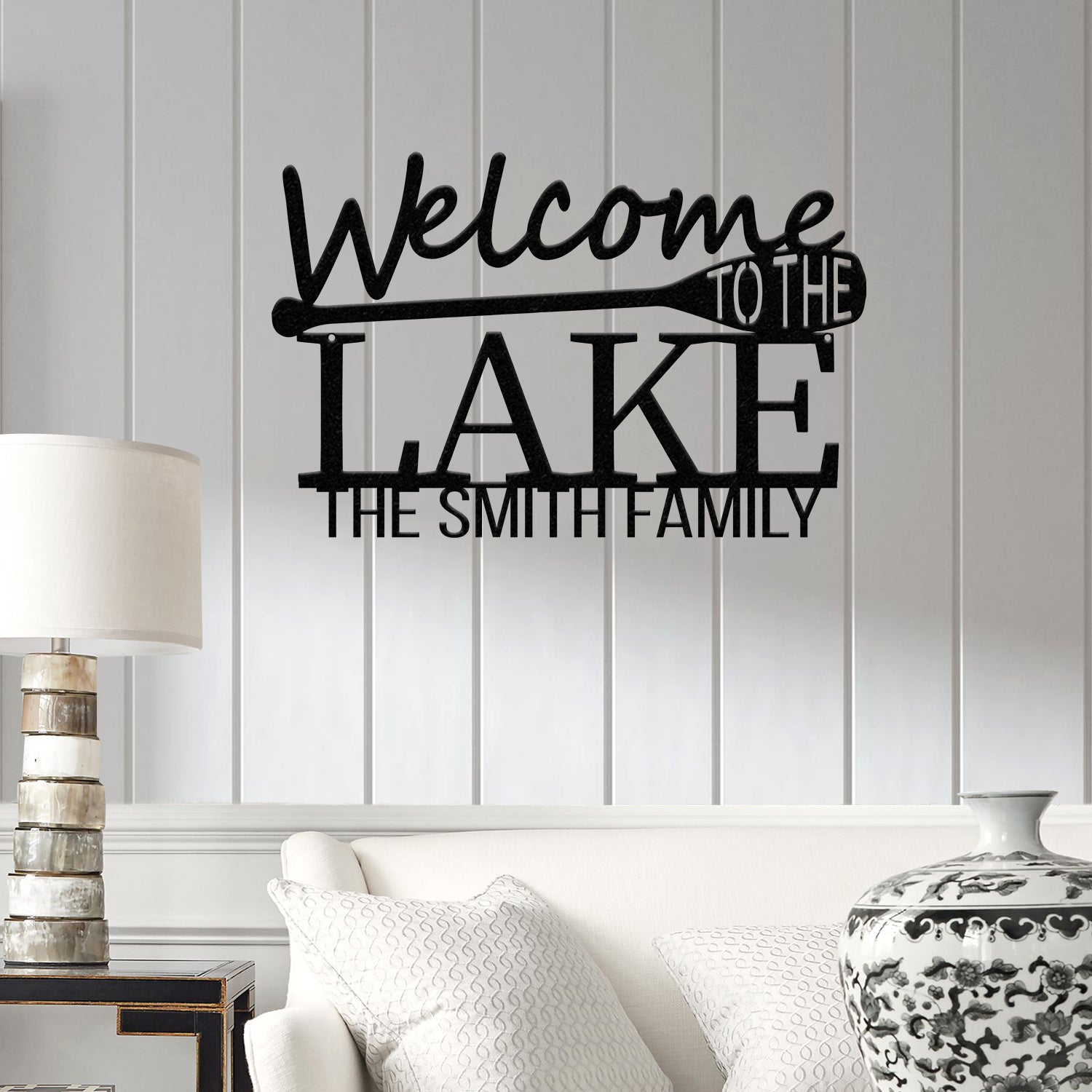 Personalized Welcome to Our Lake House Sign, Metal Lake House Sign, Lake Name, Family Name Sign for Lake House, Personalized Name Sign