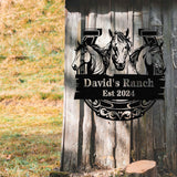 Custom Horse Ranch Sign, Personalized Metal Ranch Sign, Metal Hose Sign, Camp Sign, Horse Stall, Horse Farm Decor, Barn Sign, Farmer Gifts