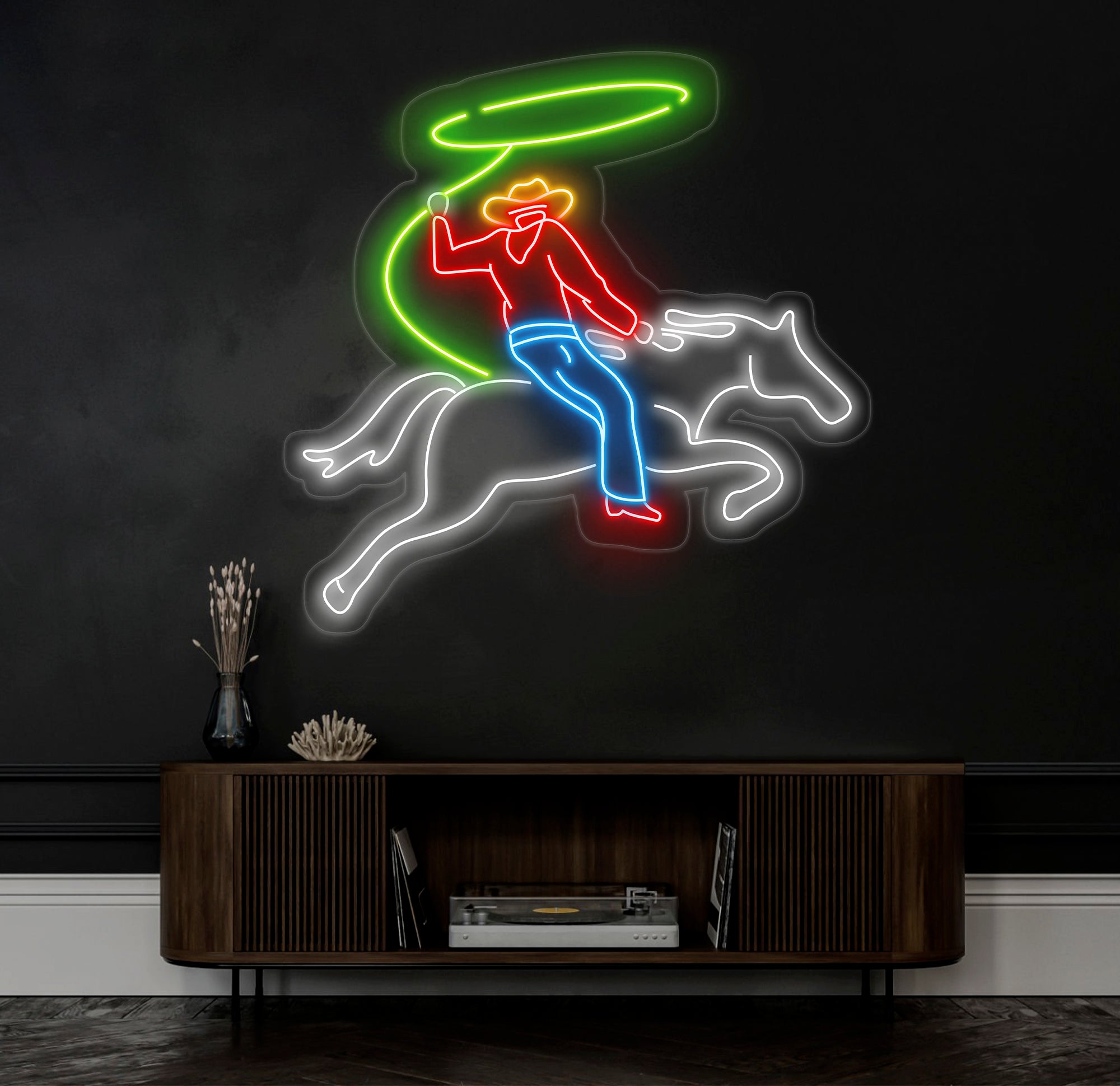 Custom Rodeo Neon Light - Cowboy Riding Horse LED Sign, Bedroom Neon Lights, Wall Decor, Horse Neon Light for Home or Bar