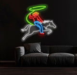 Custom Rodeo Neon Light - Cowboy Riding Horse LED Sign, Bedroom Neon Lights, Wall Decor, Horse Neon Light for Home or Bar