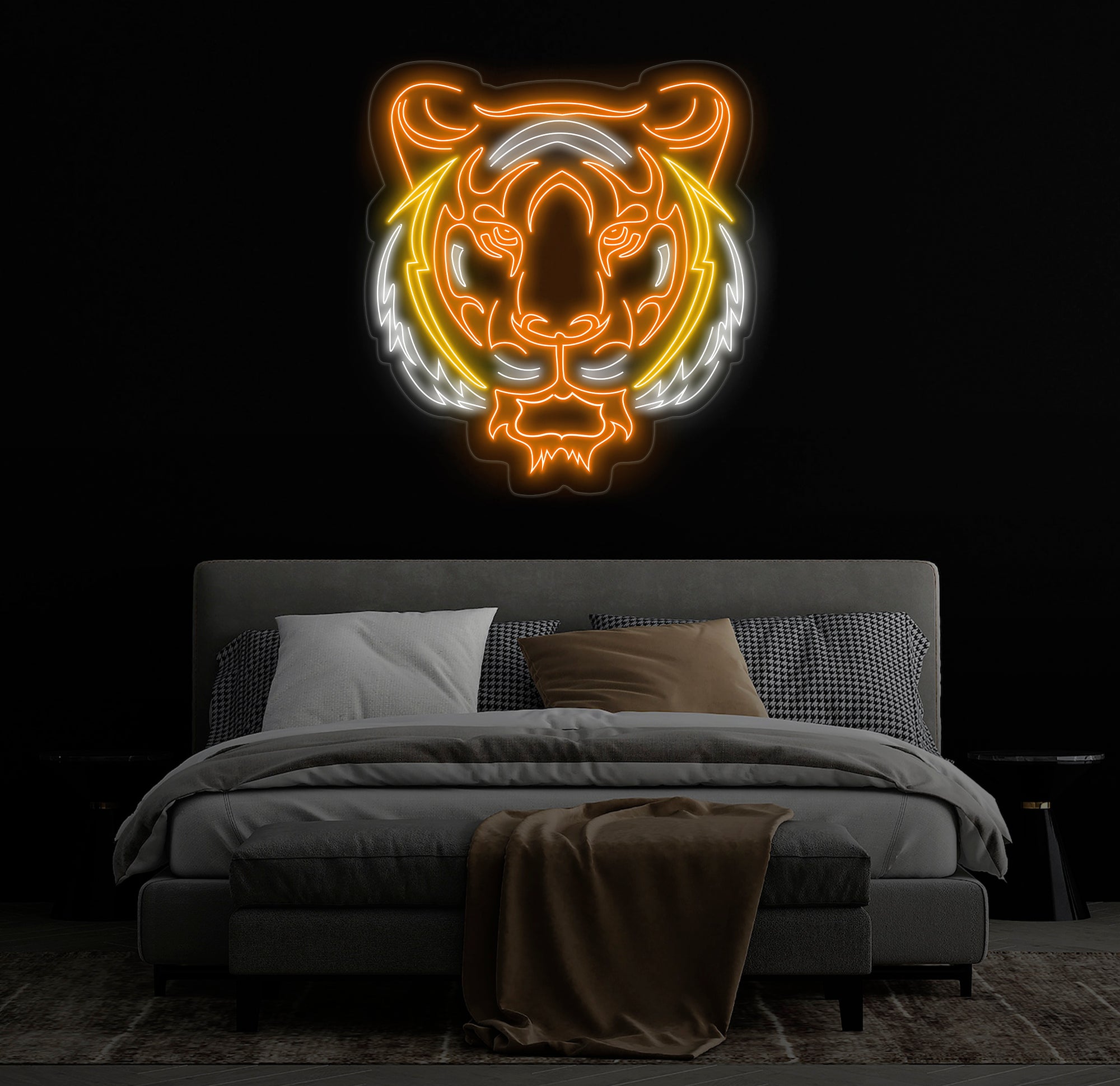 Tiger Head Neon Sign - LED Tiger Light for Animal Wall Decor, Man Cave & Home Decor, Wildlife Gift, Custom Tiger Neon Art