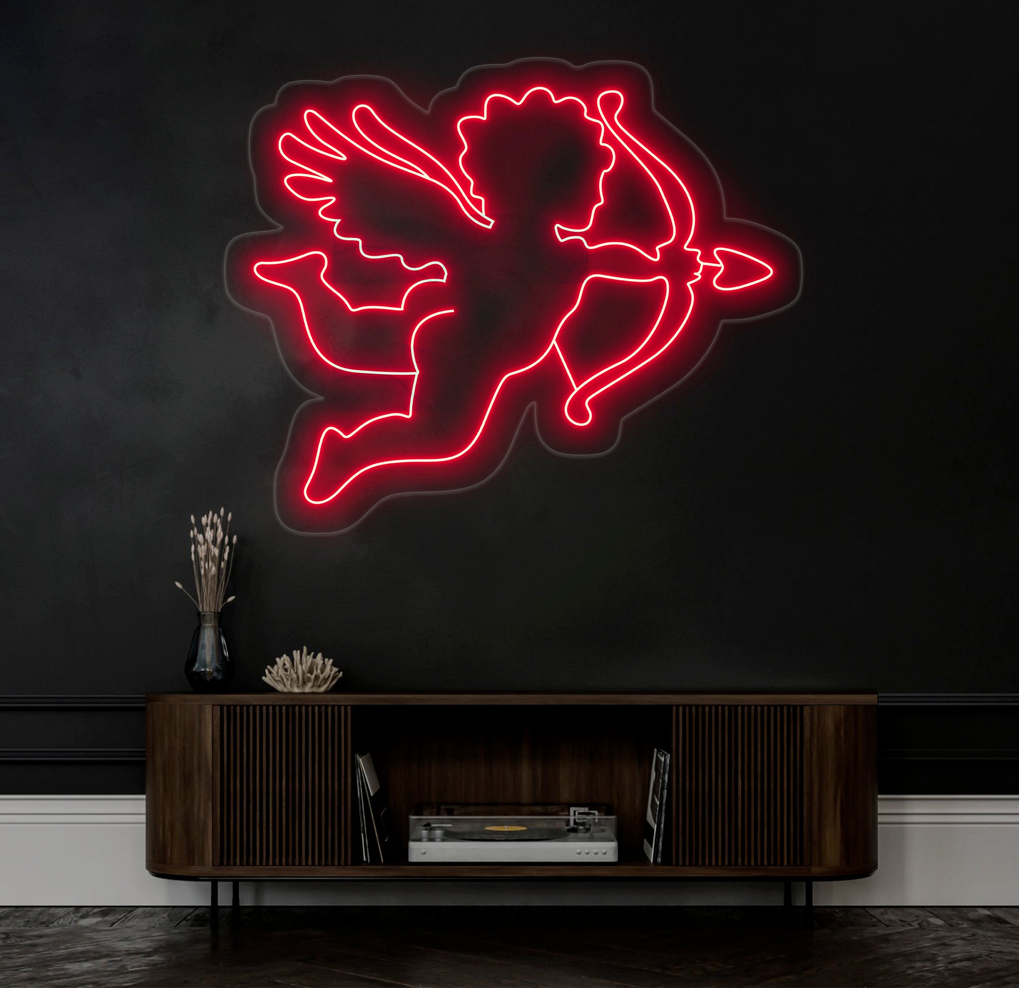 Cupid Neon Sign - LED Angel with Bow and Arrow, Valentine’s Day Decor, Cupid LED Light, Personalized Gift for Romantic Room Wall Decor