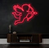 Cupid Neon Sign - LED Angel with Bow and Arrow, Valentine’s Day Decor, Cupid LED Light, Personalized Gift for Romantic Room Wall Decor