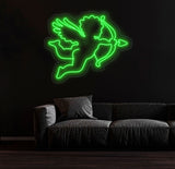 Cupid Neon Sign - LED Angel with Bow and Arrow, Valentine’s Day Decor, Cupid LED Light, Personalized Gift for Romantic Room Wall Decor
