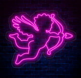 Cupid Neon Sign - LED Angel with Bow and Arrow, Valentine’s Day Decor, Cupid LED Light, Personalized Gift for Romantic Room Wall Decor