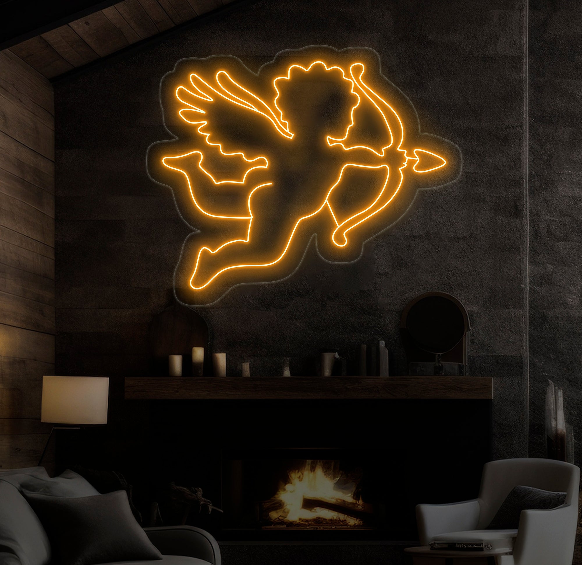 Cupid Neon Sign - LED Angel with Bow and Arrow, Valentine’s Day Decor, Cupid LED Light, Personalized Gift for Romantic Room Wall Decor