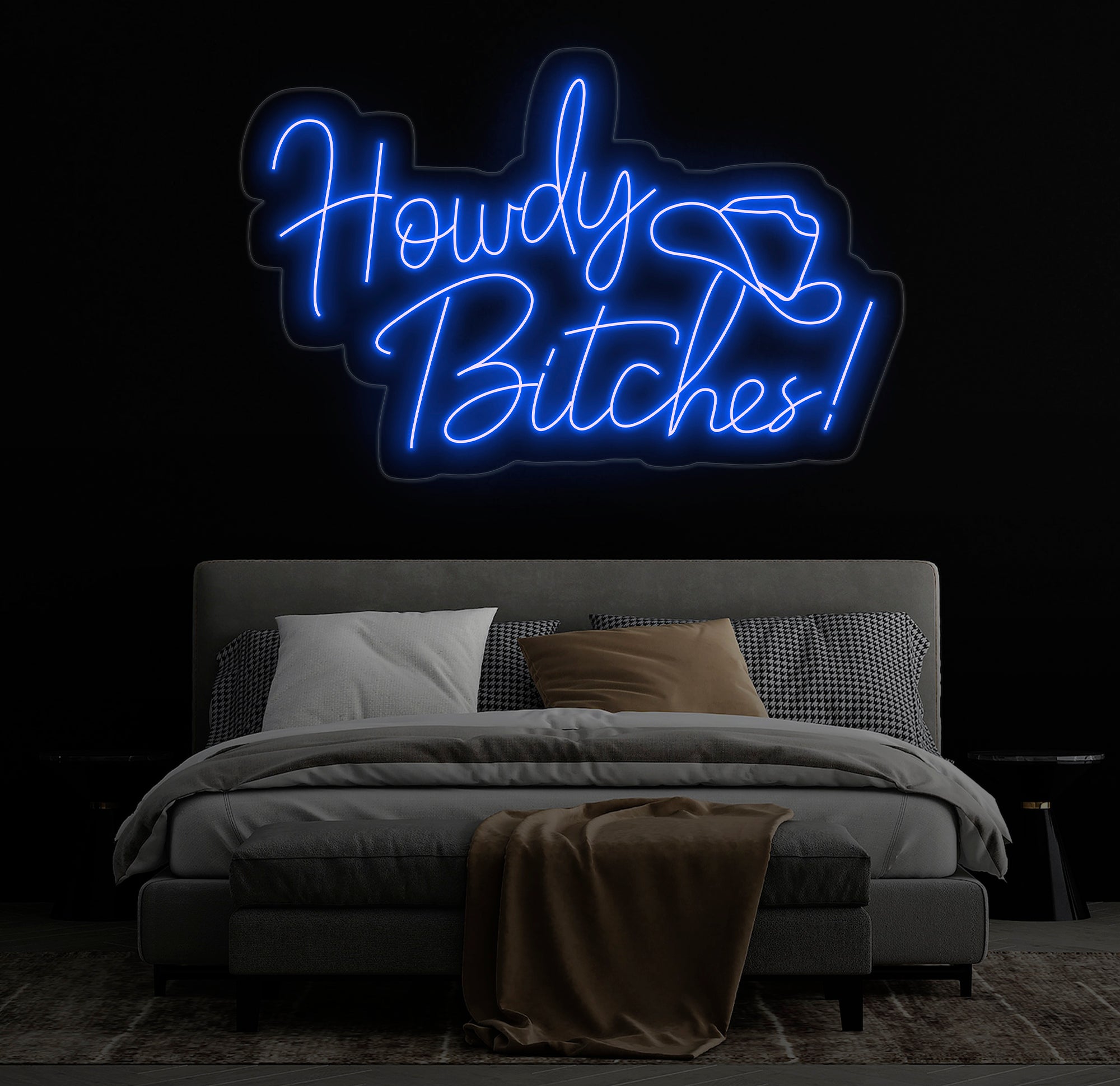 Howdy Bitches Neon Sign - Western LED Sign, Cowboy Party Decor Light, North American Greeting Neon Light, Fun Howdy Wall Decor