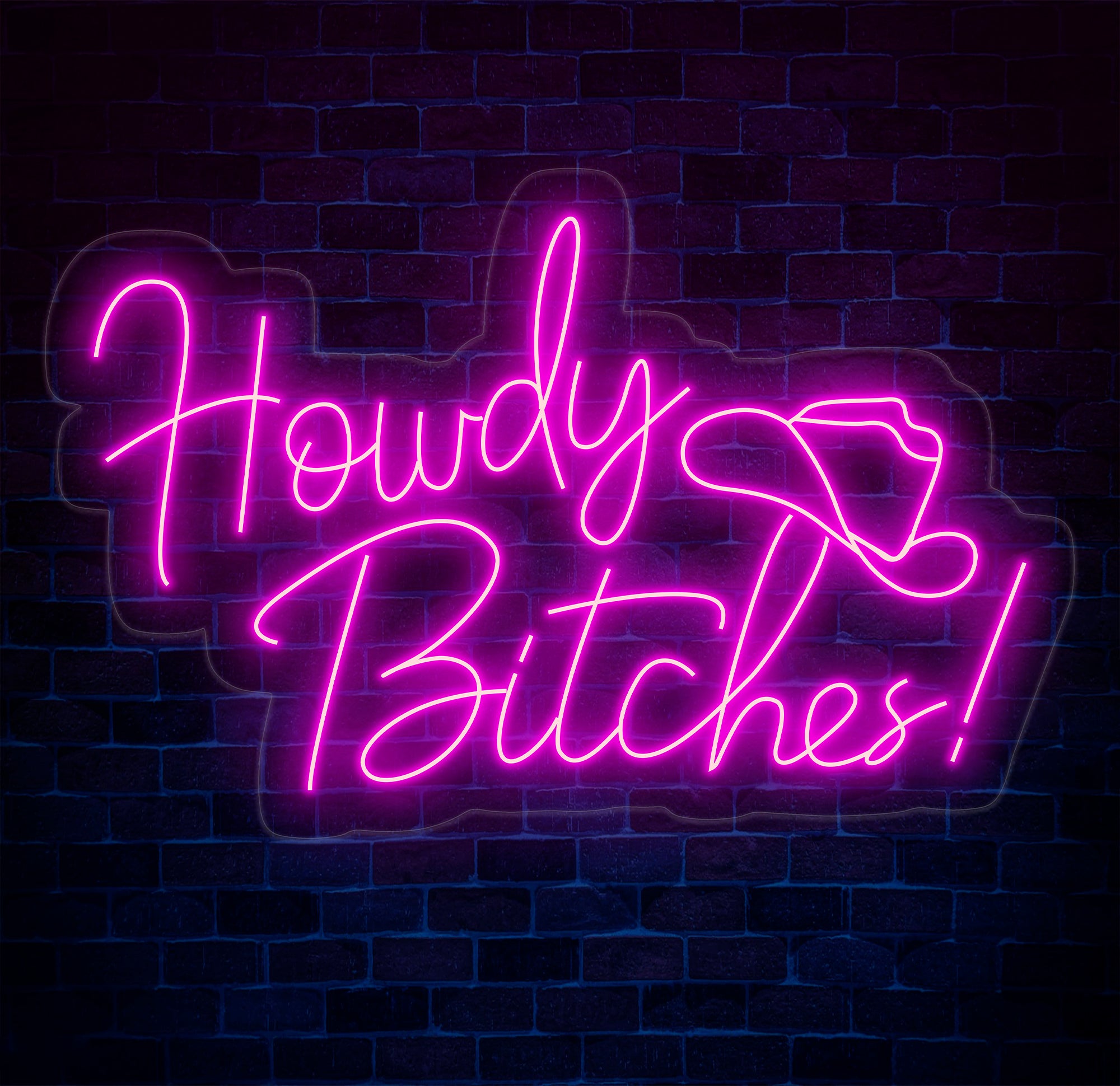 Howdy Bitches Neon Sign - Western LED Sign, Cowboy Party Decor Light, North American Greeting Neon Light, Fun Howdy Wall Decor