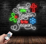 Jesus Is The Reason For The Season Neon Sign - Christmas LED Light Decor, Festive Neon Wall Art, Merry Christmas Sign, Holiday Gift Idea