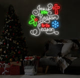 Jesus Is The Reason For The Season Neon Sign - Christmas LED Light Decor, Festive Neon Wall Art, Merry Christmas Sign, Holiday Gift Idea
