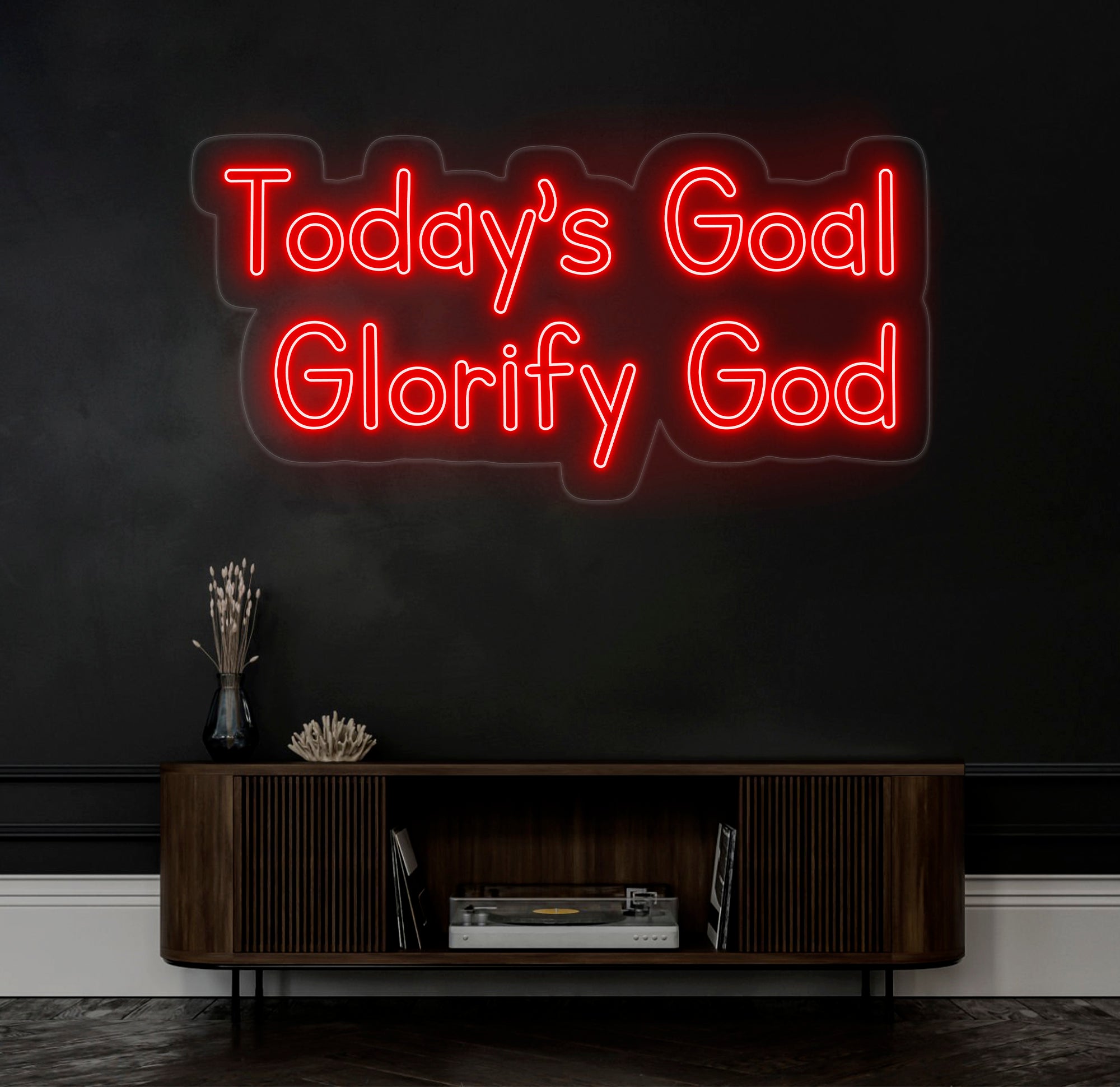 Today's Goal: Glorify God Neon Sign - Christian Home Decor, Religious Wall Art, Jesus Neon Light, Faith Gift, Sign for Christian Homeschool