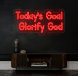 Today's Goal: Glorify God Neon Sign - Christian Home Decor, Religious Wall Art, Jesus Neon Light, Faith Gift, Sign for Christian Homeschool