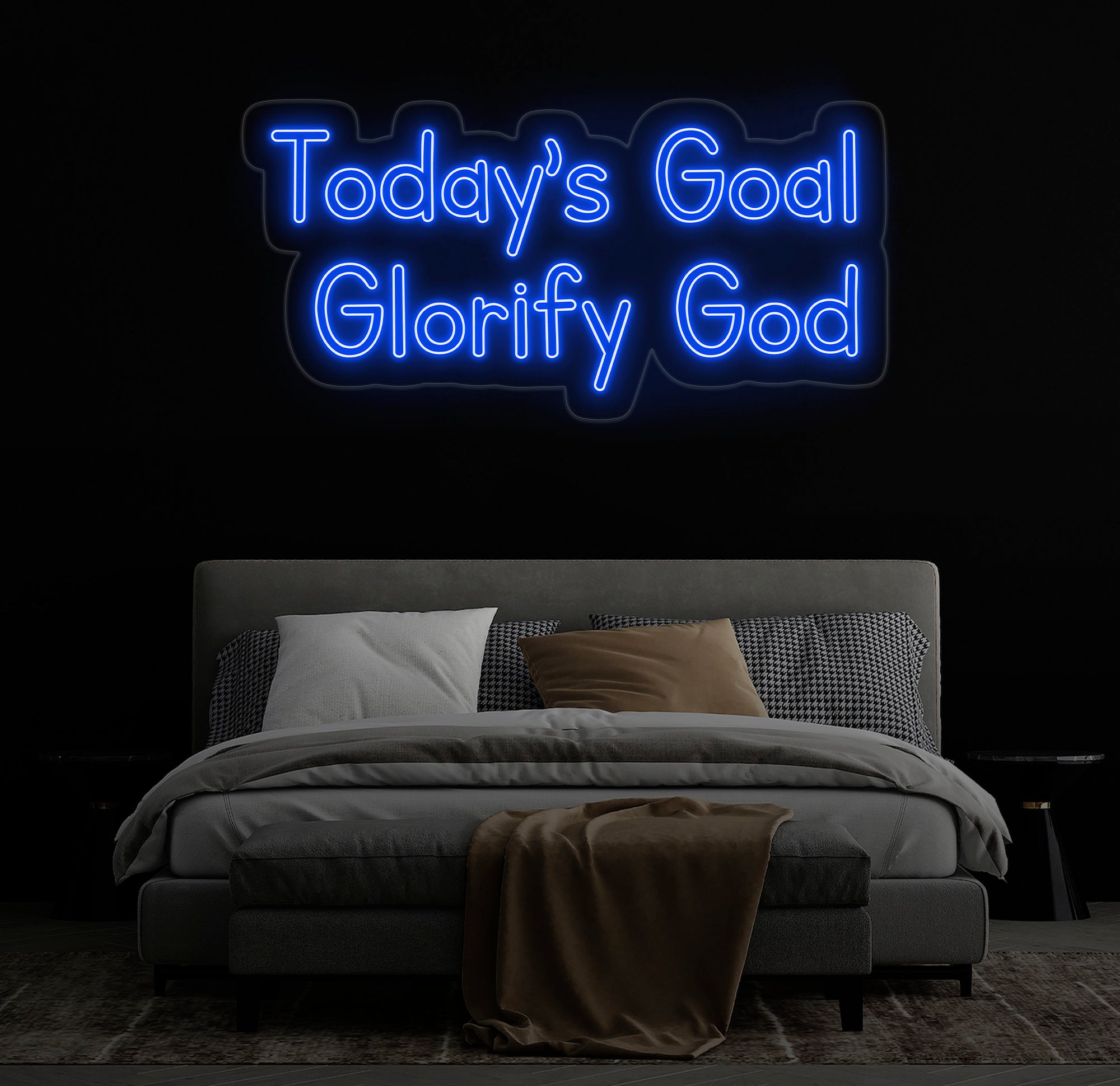 Today's Goal: Glorify God Neon Sign - Christian Home Decor, Religious Wall Art, Jesus Neon Light, Faith Gift, Sign for Christian Homeschool
