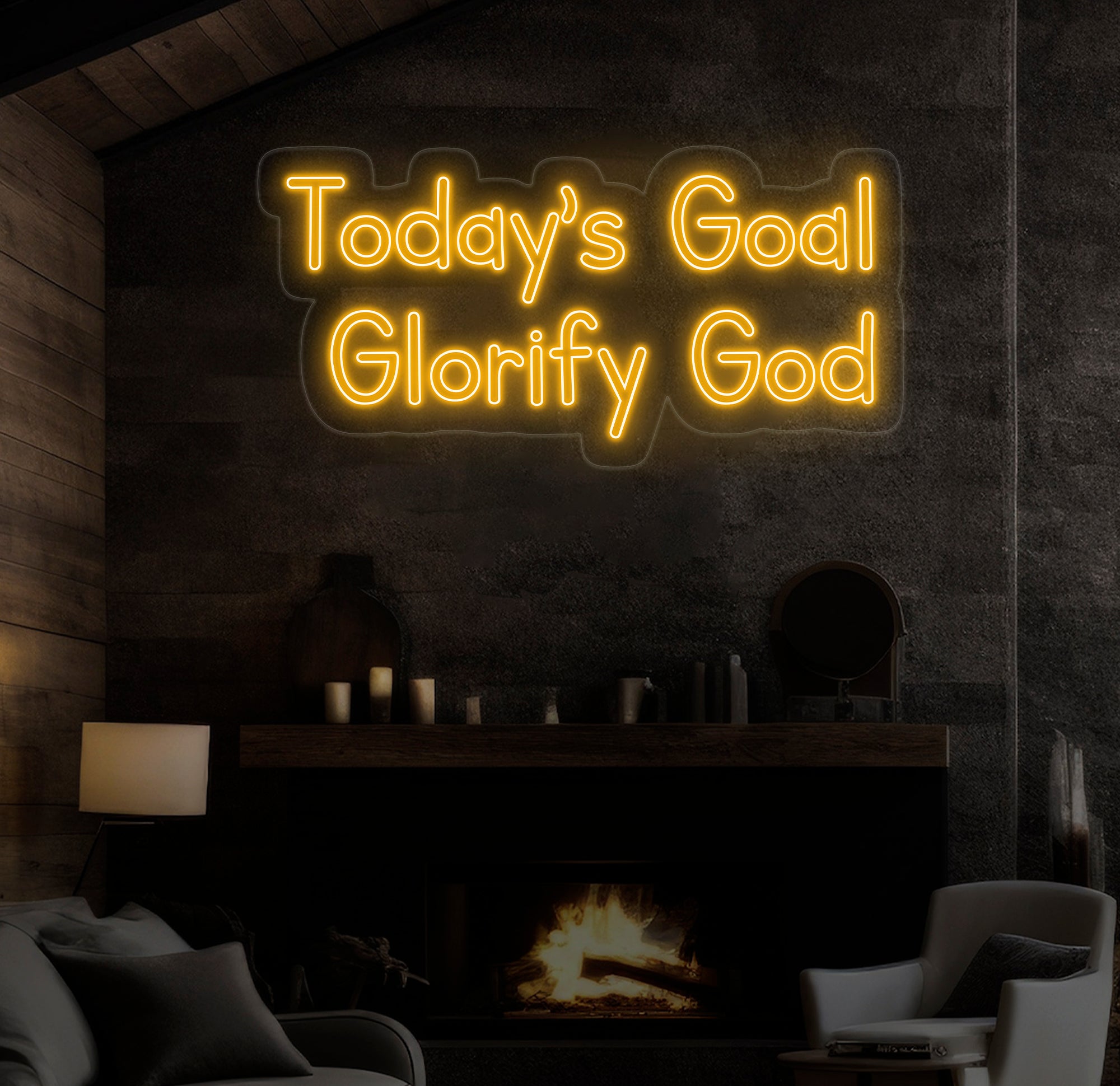 Today's Goal: Glorify God Neon Sign - Christian Home Decor, Religious Wall Art, Jesus Neon Light, Faith Gift, Sign for Christian Homeschool