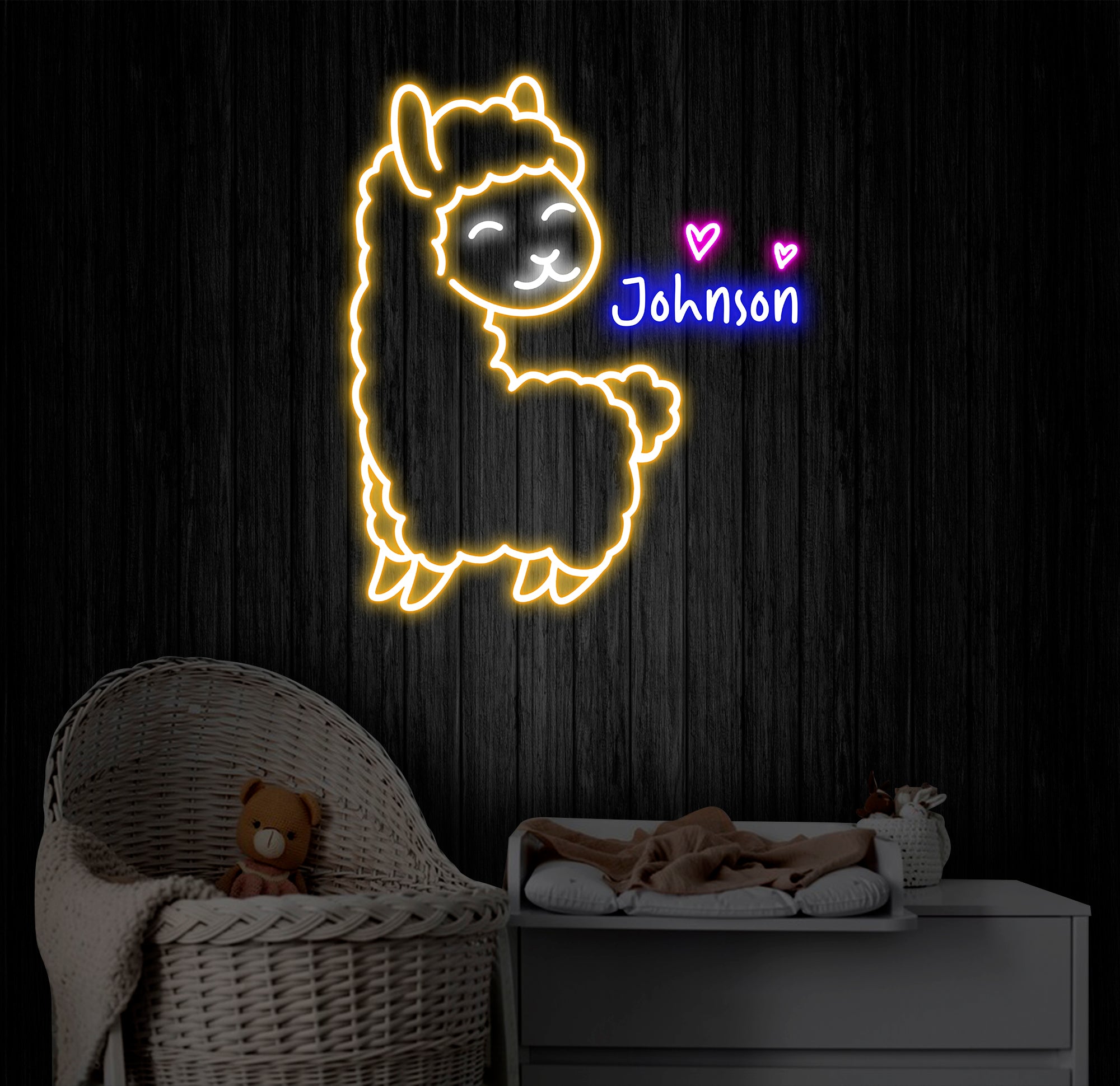 Custom Llama Neon Sign, Personalized Llama LED Light, Animal Lover Wall Decor, Gifts for Kids, Llama Room Neon Wall Art, Nursery Decor