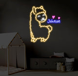 Custom Llama Neon Sign, Personalized Llama LED Light, Animal Lover Wall Decor, Gifts for Kids, Llama Room Neon Wall Art, Nursery Decor