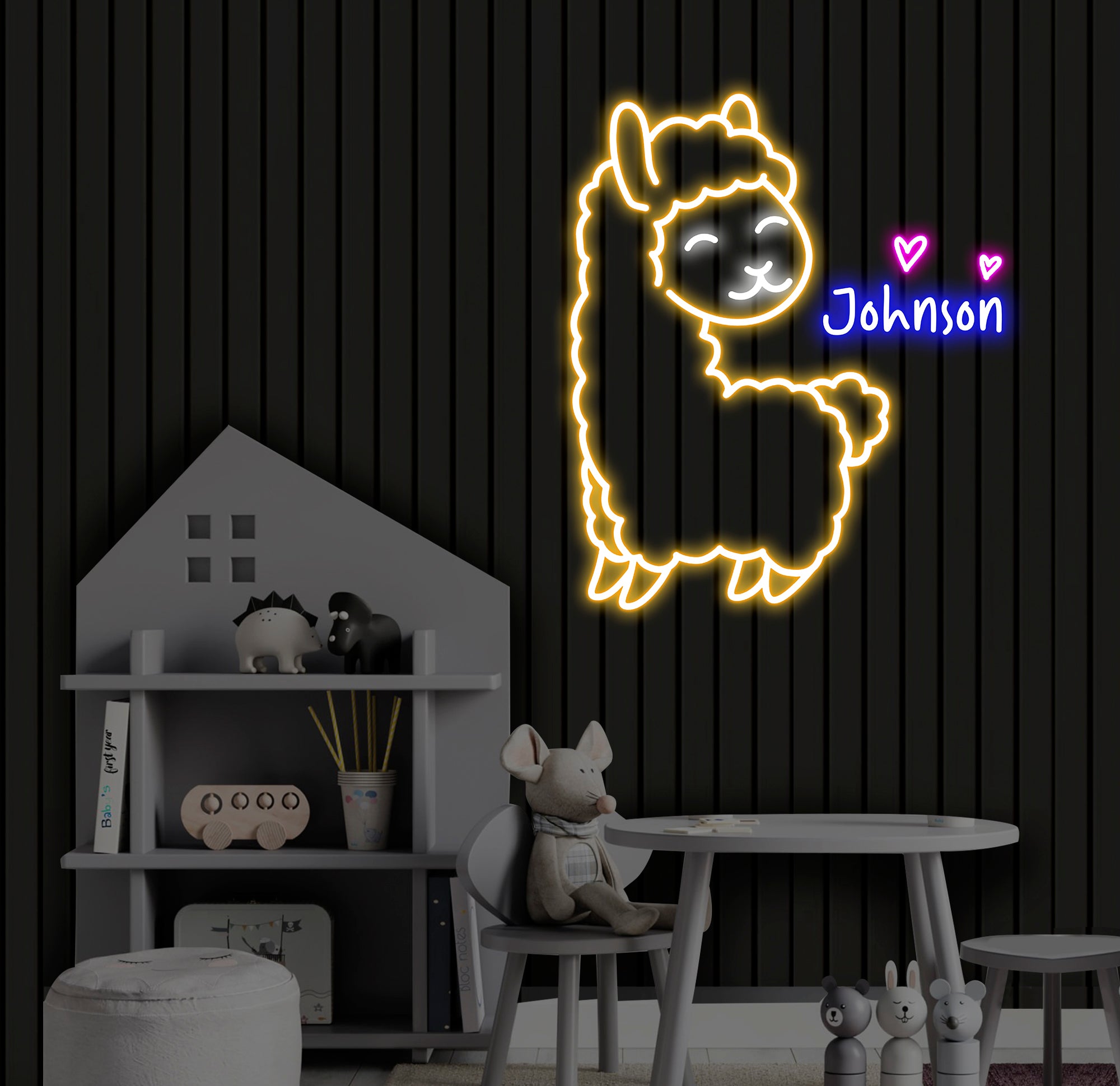 Custom Llama Neon Sign, Personalized Llama LED Light, Animal Lover Wall Decor, Gifts for Kids, Llama Room Neon Wall Art, Nursery Decor