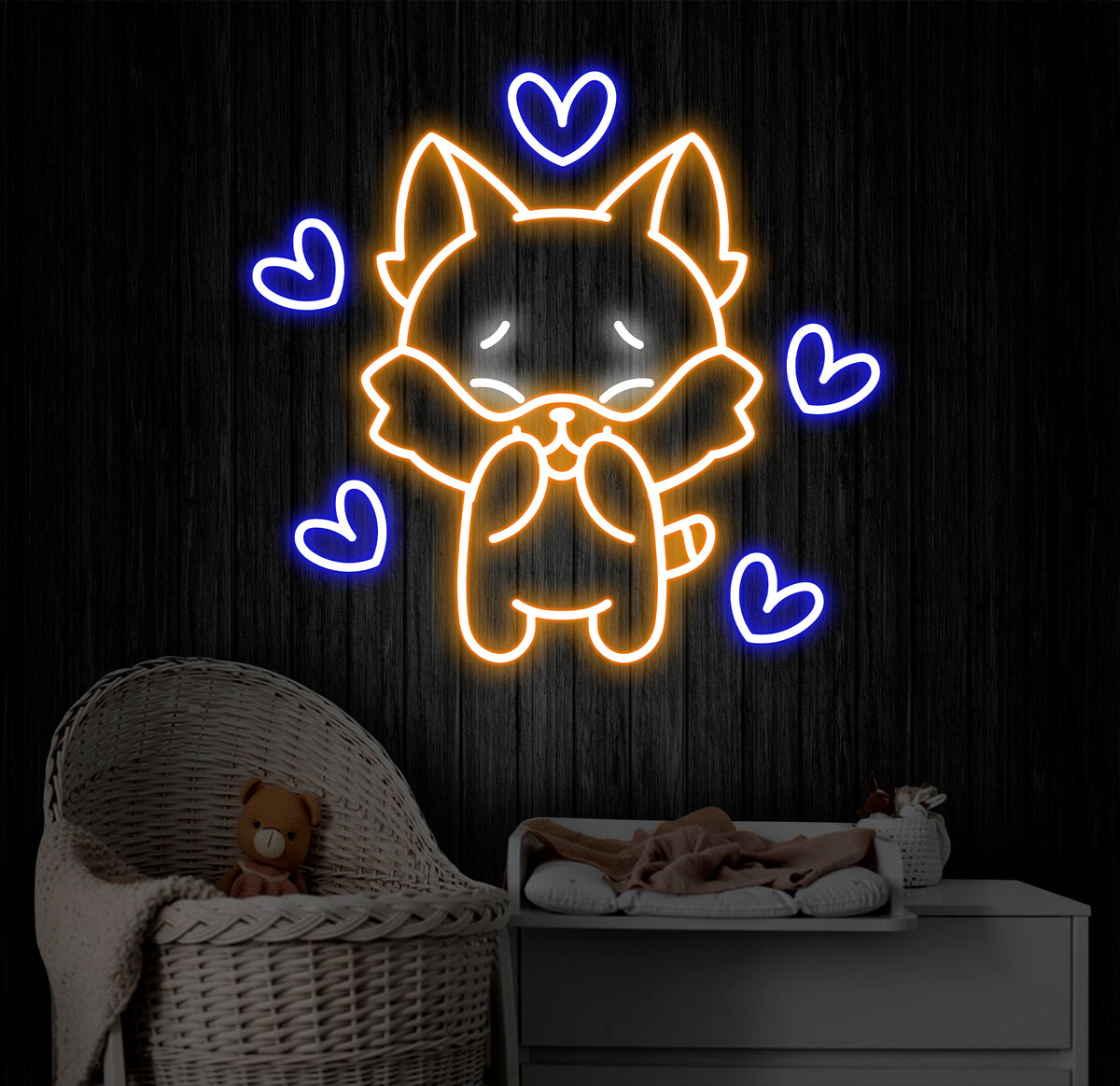 Custom Cute Fox Neon Sign, LED Fox Light, Animal Lover Neon Wall Art, Personalized Fox Room Decor, Gifts for Kids, Custom Name Neon Sign
