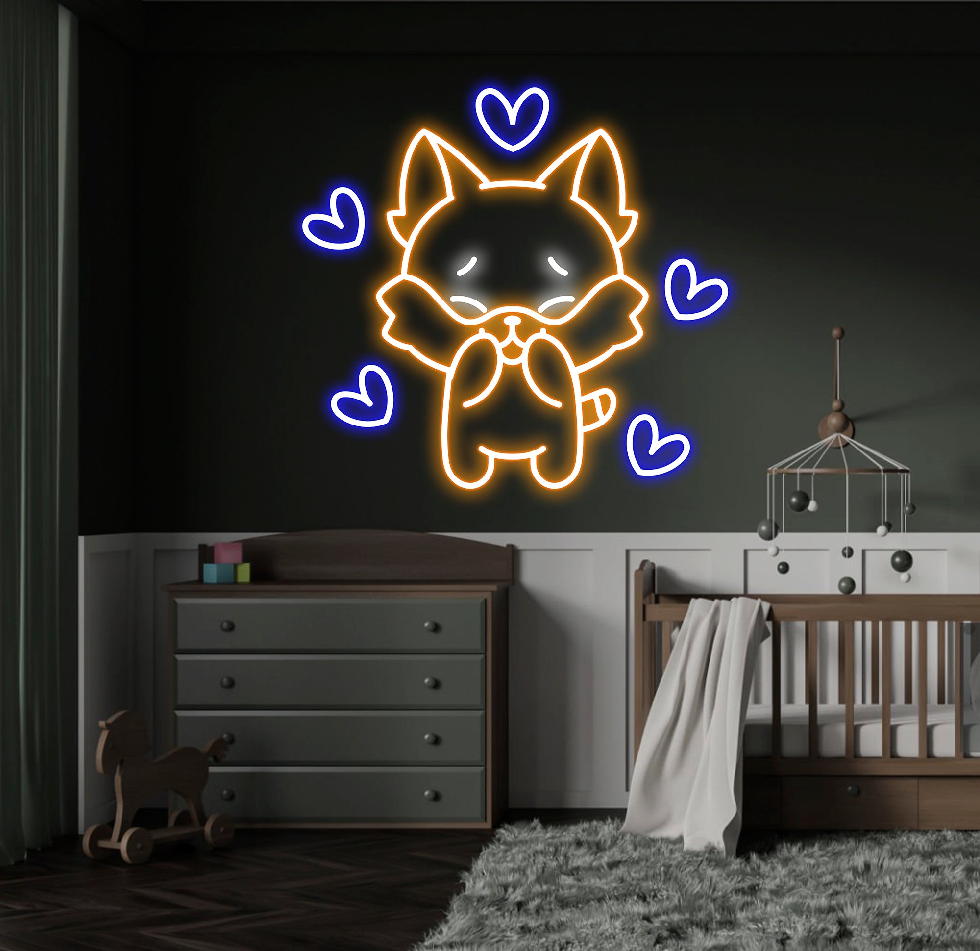 Custom Cute Fox Neon Sign, LED Fox Light, Animal Lover Neon Wall Art, Personalized Fox Room Decor, Gifts for Kids, Custom Name Neon Sign