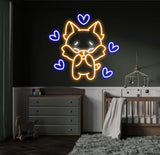Custom Cute Fox Neon Sign, LED Fox Light, Animal Lover Neon Wall Art, Personalized Fox Room Decor, Gifts for Kids, Custom Name Neon Sign