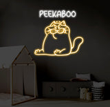 Peekaboo Cat Neon Sign, LED Peekaboo Cat Light, Custom Neon Cat Sign, Cute Animal Wall Art, Kids Room Decor, Personalized Cat Room Light