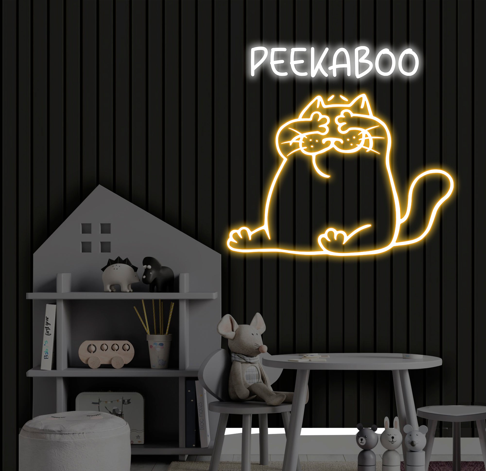 Peekaboo Cat Neon Sign, LED Peekaboo Cat Light, Custom Neon Cat Sign, Cute Animal Wall Art, Kids Room Decor, Personalized Cat Room Light